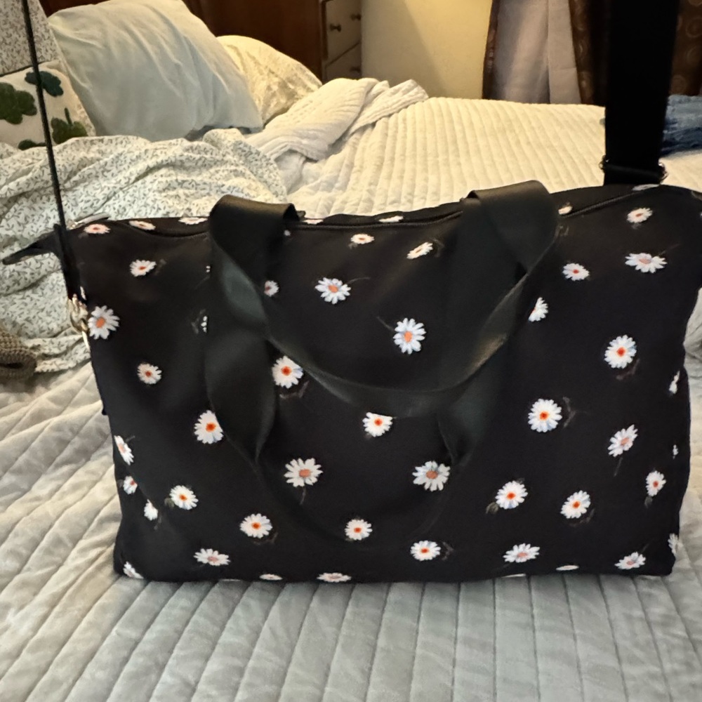Black Floral Tote Bag
